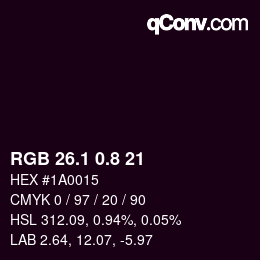 Color code: RGB 26.1 0.8 21 | qconv.com