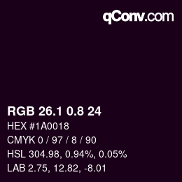 Color code: RGB 26.1 0.8 24 | qconv.com