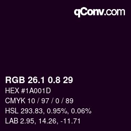 Color code: RGB 26.1 0.8 29 | qconv.com