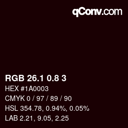 Código de color: RGB 26.1 0.8 3 | qconv.com