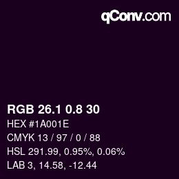 Color code: RGB 26.1 0.8 30 | qconv.com