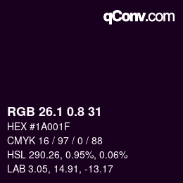 Color code: RGB 26.1 0.8 31 | qconv.com