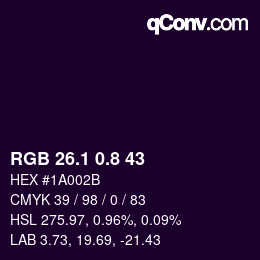 カラーコード: RGB 26.1 0.8 43 | qconv.com
