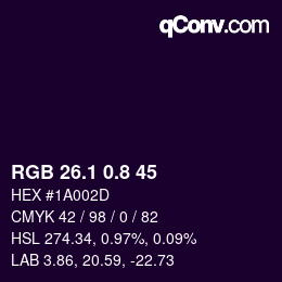 カラーコード: RGB 26.1 0.8 45 | qconv.com