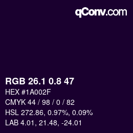 カラーコード: RGB 26.1 0.8 47 | qconv.com