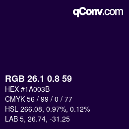 カラーコード: RGB 26.1 0.8 59 | qconv.com