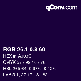 カラーコード: RGB 26.1 0.8 60 | qconv.com