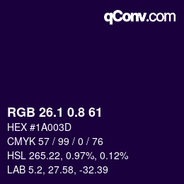 Color code: RGB 26.1 0.8 61 | qconv.com