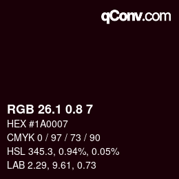 Color code: RGB 26.1 0.8 7 | qconv.com