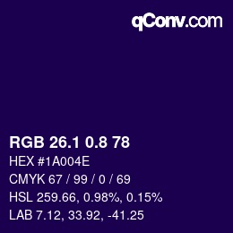 カラーコード: RGB 26.1 0.8 78 | qconv.com