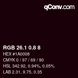 Color code: RGB 26.1 0.8 8 | qconv.com