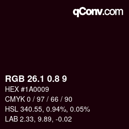 カラーコード: RGB 26.1 0.8 9 | qconv.com