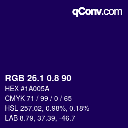カラーコード: RGB 26.1 0.8 90 | qconv.com