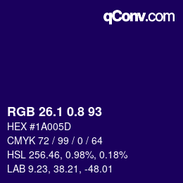 カラーコード: RGB 26.1 0.8 93 | qconv.com