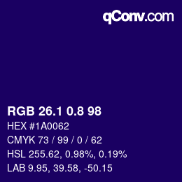 カラーコード: RGB 26.1 0.8 98 | qconv.com