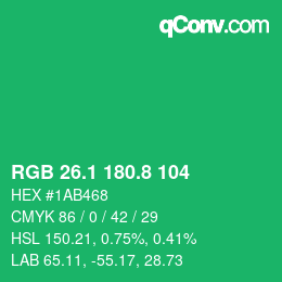 カラーコード: RGB 26.1 180.8 104 | qconv.com