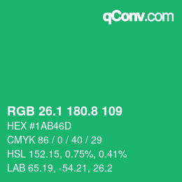 カラーコード: RGB 26.1 180.8 109 | qconv.com