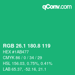 カラーコード: RGB 26.1 180.8 119 | qconv.com