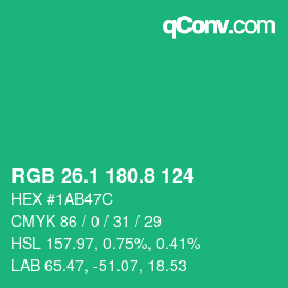 カラーコード: RGB 26.1 180.8 124 | qconv.com