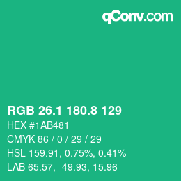 カラーコード: RGB 26.1 180.8 129 | qconv.com
