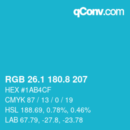 カラーコード: RGB 26.1 180.8 207 | qconv.com