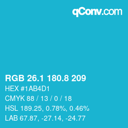 カラーコード: RGB 26.1 180.8 209 | qconv.com