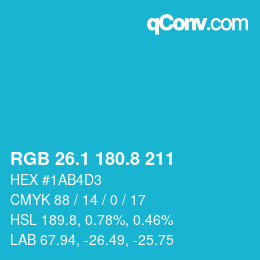 カラーコード: RGB 26.1 180.8 211 | qconv.com