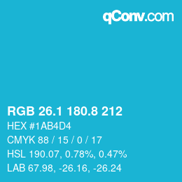 カラーコード: RGB 26.1 180.8 212 | qconv.com