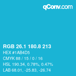 カラーコード: RGB 26.1 180.8 213 | qconv.com