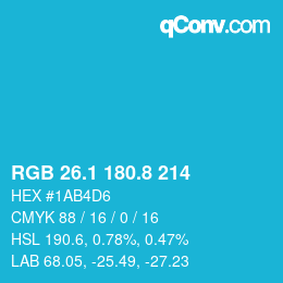 カラーコード: RGB 26.1 180.8 214 | qconv.com