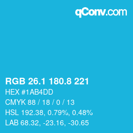 カラーコード: RGB 26.1 180.8 221 | qconv.com