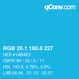 カラーコード: RGB 26.1 180.8 227 | qconv.com