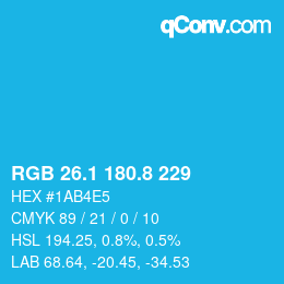 カラーコード: RGB 26.1 180.8 229 | qconv.com
