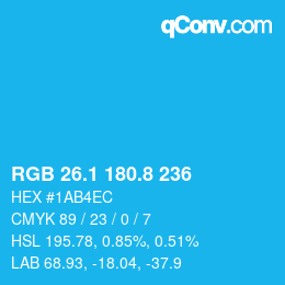 Color code: RGB 26.1 180.8 236 | qconv.com