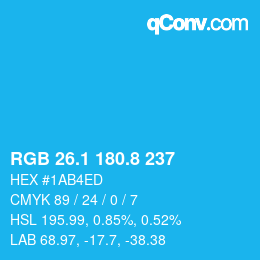 カラーコード: RGB 26.1 180.8 237 | qconv.com