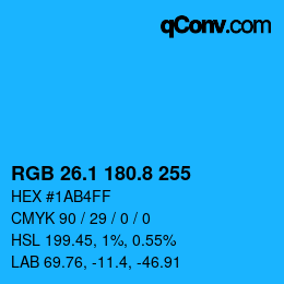 Color code: RGB 26.1 180.8 255 | qconv.com