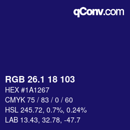カラーコード: RGB 26.1 18 103 | qconv.com