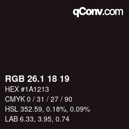 カラーコード: RGB 26.1 18 19 | qconv.com
