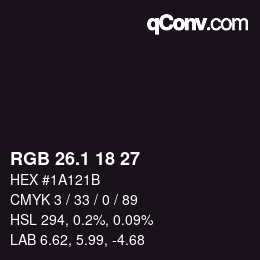 Color code: RGB 26.1 18 27 | qconv.com