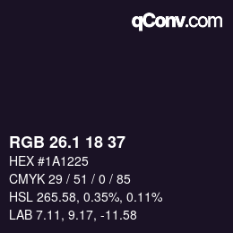 Color code: RGB 26.1 18 37 | qconv.com