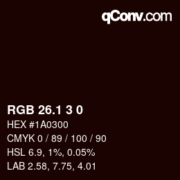 カラーコード: RGB 26.1 3 0 | qconv.com