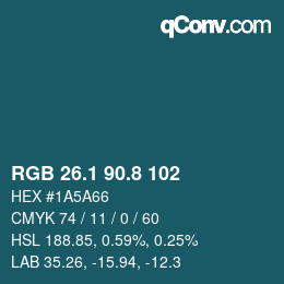 Color code: RGB 26.1 90.8 102 | qconv.com