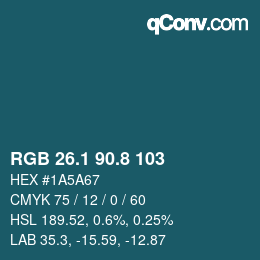 Color code: RGB 26.1 90.8 103 | qconv.com