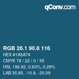 Color code: RGB 26.1 90.8 116 | qconv.com
