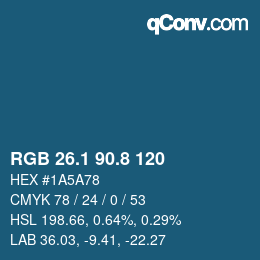 Color code: RGB 26.1 90.8 120 | qconv.com