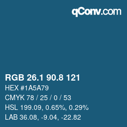 Color code: RGB 26.1 90.8 121 | qconv.com