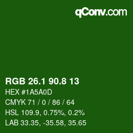 カラーコード: RGB 26.1 90.8 13 | qconv.com