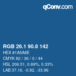 カラーコード: RGB 26.1 90.8 142 | qconv.com