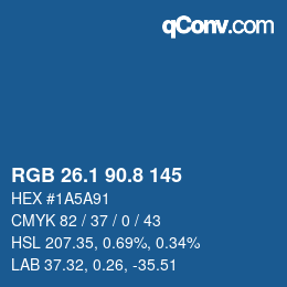 カラーコード: RGB 26.1 90.8 145 | qconv.com
