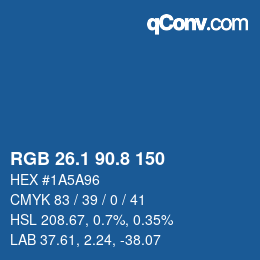 カラーコード: RGB 26.1 90.8 150 | qconv.com